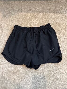 Nike Women's Black Athletic Running Shorts with White Swoosh